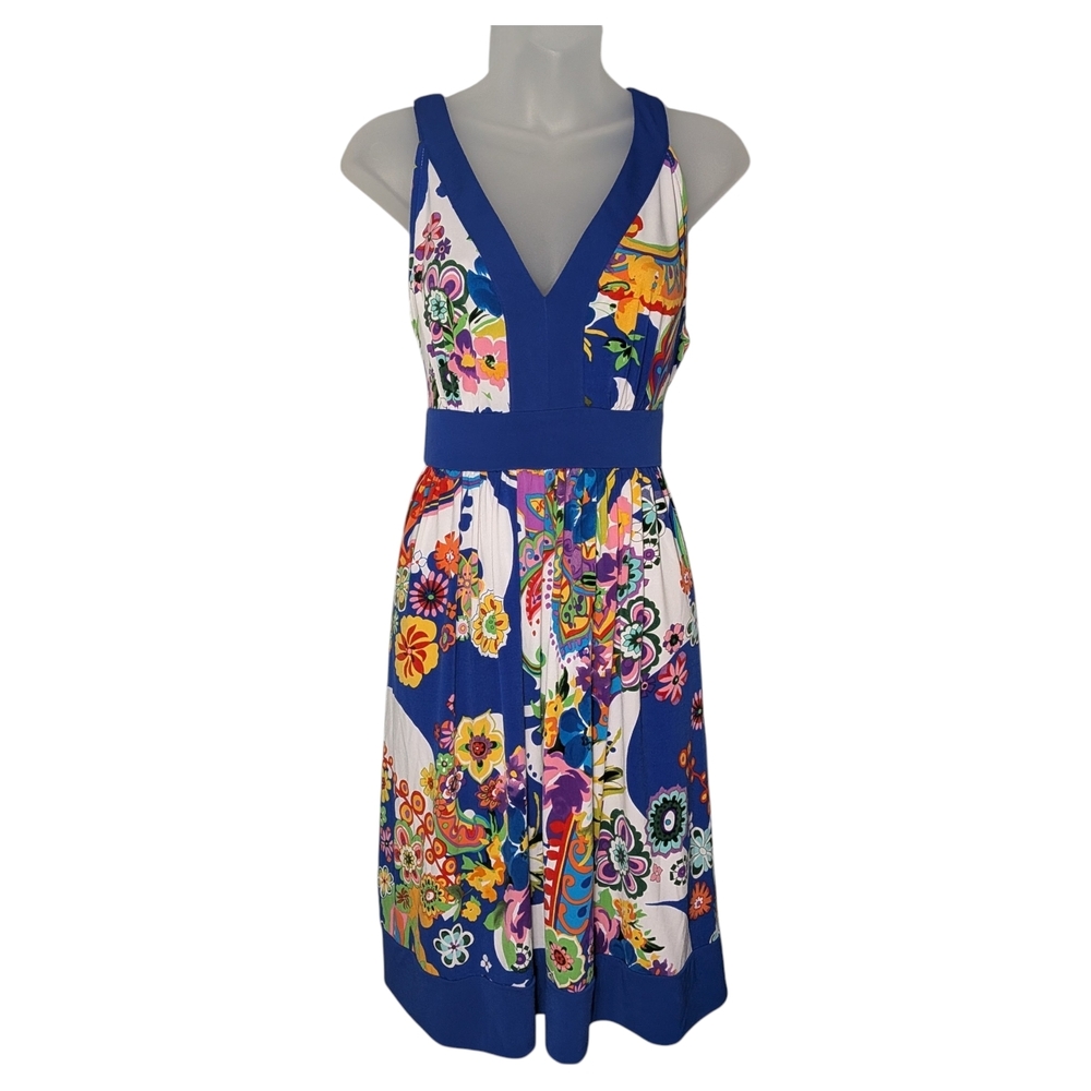 ECI Multicolor Floral V-Neck Midi Dress